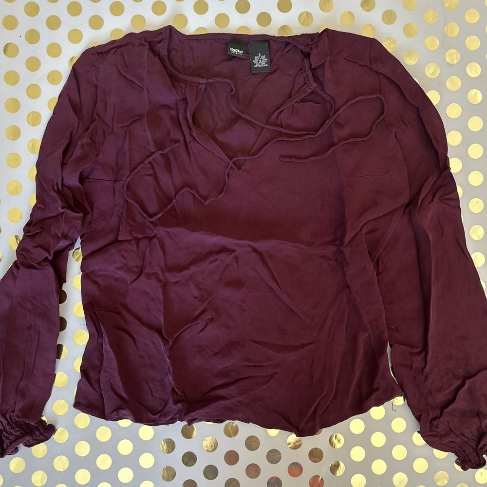 Mossimo Supply Co Red Ruffled Long Sleeve Blouse